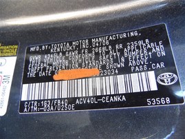 2007 TOYOTA CAMRY LE GRAY 2.4 AT Z19666